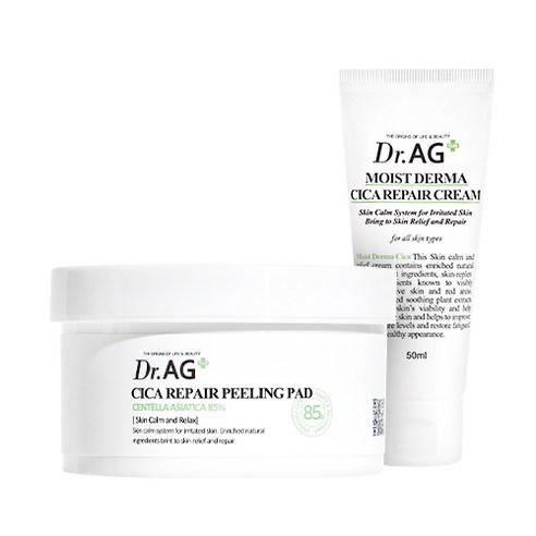 Dr.AG+ Cica Repair Peeling-Pad 40p + Moist Derma Cica Repair Creme 50ml SET