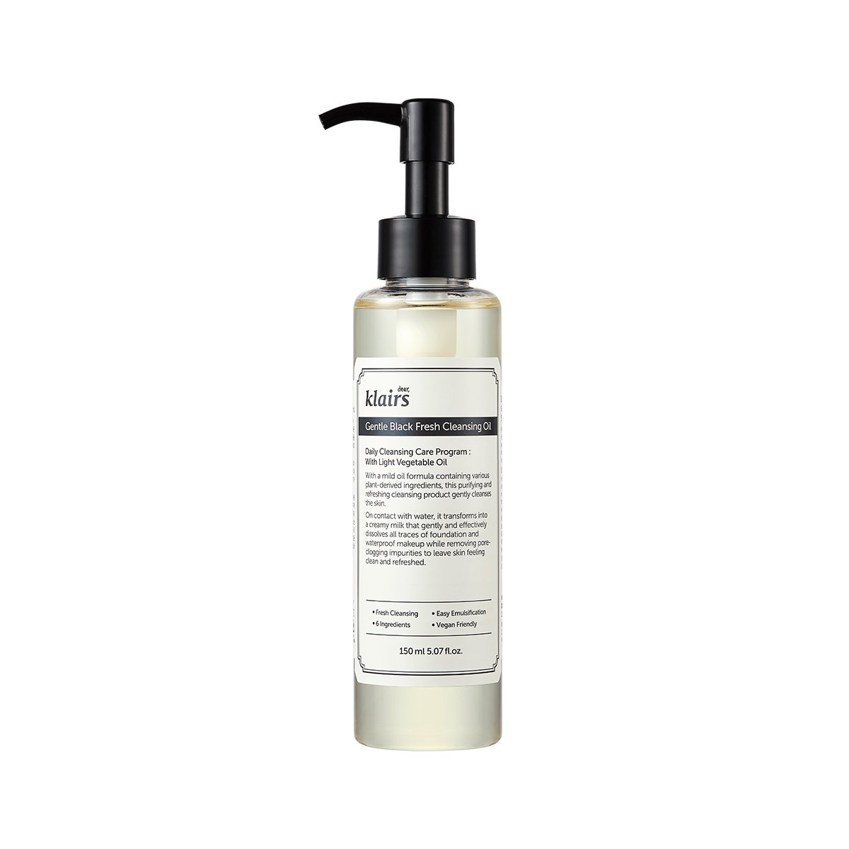 KLAIRS Sanftes schwarzes frisches Reinigungsöl, 150 ml