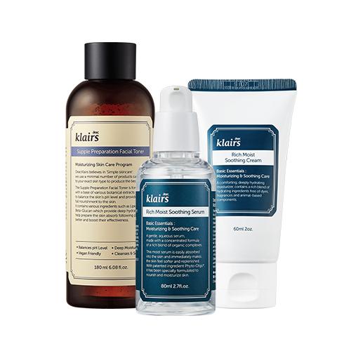 KLAIRS BASIC &amp; BEST SET (Toner 180 ml + Serum 80 ml + Beruhigende Creme 60 ml)
